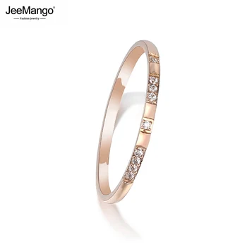 JeeMango Офисное кольцо для вечеринки из титановой стали со стразами Модные Обручальные кольца цвета CZ и розового золота Ювелирные изделия для женщин JR19179