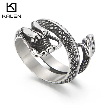 Kalen, Винтажное кольцо с изображением животного Дракона из высококачественной нержавеющей стали, Мужские ювелирные изделия Оптом