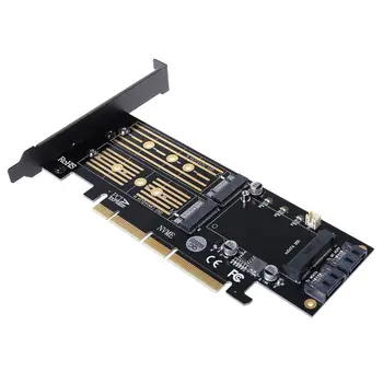 PCI-E 3,0x16 для M.2 SSD PCIE для M2 Адаптер Raiser M Ключ B Ключ mSATA 2 x 7Pin Порт SATA NVME M2 SSD AHCI mSATA 3 в 1 Riser Card
