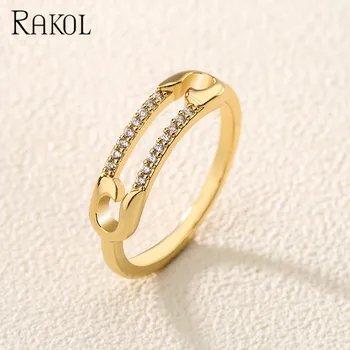 RAKOL INS Золотые кольца на палец для женщин, модные украшения для студенческой вечеринки с кубическим цирконием из бисера