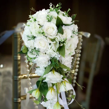Soale Waterdrop Falls Букет невесты из серии White Green Forest с цветами, имитирующими свадьбу, букет из роз