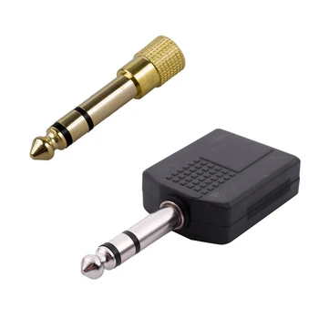 Адаптер Для наушников Gold Plug & Mono 6,35 Мм Штекер К Двойной 6,35 Мм Розетке Splitter Adapter Connector