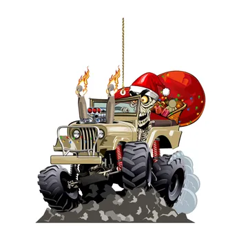 Акриловые Рождественские подвесные украшения Цветная форма трактора, украшающие Навидос автомобиль, Олени, Навидад Декорации для Эль-Хогара