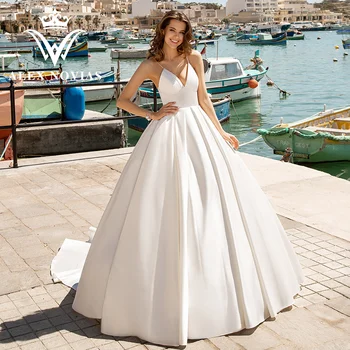 Атласное бальное платье ALEX NOVIAS Свадебное платье 2023, модное свадебное платье на бретельках в виде сердечка, Vestidos Novias De Saten