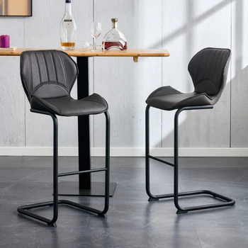 Барный стул современный дизайн для столовой и кухни барный стул с металлическими ножками набор из 4 штук (коричневый)