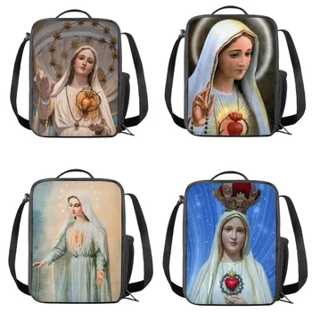 Богоматерь Фатимская, Дева Мария, Детские ланч-боксы, дорожные изолированные сумки для ланча с плечевым ремнем, сумка для ланча для детского сада