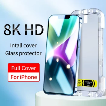 Высококачественное Закаленное Стекло 8K Full Cover Screen Protector для iPhone 14 13 12 11 Pro Max XS X XR Закаленное Стекло Быстрая установка