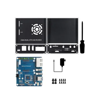 Для Raspberry Pi CM4 плата расширения с двойным гигабитным портом Ethernet, вычислительный модуль Core Board с корпусом, штепсельная вилка США