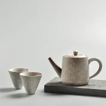 Дорожный чайный сервиз в японском стиле, портативный керамический чайный сервиз для кемпинга на открытом воздухе, простой 1 чайник, 4 чашки, чайный сервиз кунг-фу