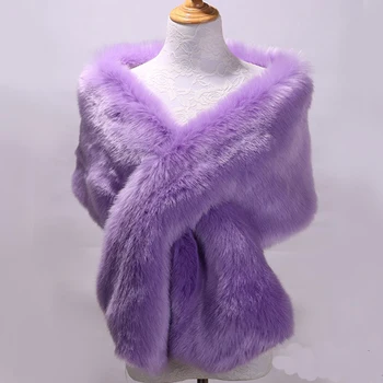 Женская роскошная зимняя шаль из искусственного меха с воротником-накидкой, палантин, теплый свадебный плащ, накидка для свадебной вечеринки, плюшевое пальто, прикрытие для вечеринки