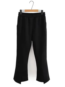 Женские брюки Большого размера С высокой эластичной Талией, брюки-Клеш с Асимметричными Вырезами По Краям Штанин Для полных Женщин