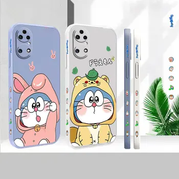 Жидкий Силикон Для Huawei P60 P50 P40 P30 P20 Mate 50 40 30 20X20 10 Pro Plus Цветной Чехол Cute D-Doraemon Anime Case Funda