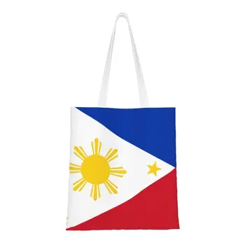Изготовленные на заказ холщовые сумки для покупок под флагом Филиппин, женские прочные сумки для покупок в продуктовых магазинах