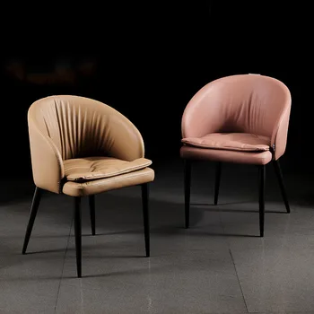 Кожаные дизайнерские обеденные стулья для гостиной Nordic Luxury Soft Room, Эргономичные обеденные стулья для парикмахерской Cadeira Furniture AB50CY