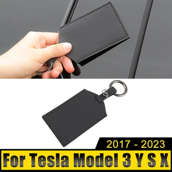 Кожаный держатель для ключей от автомобиля, упаковка, чехол, Аксессуары для украшения Tesla Model 3 X S Y 2017 2018 2019 2020 2021 2022 2023