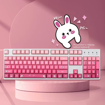 Колпачки для клавиш PBT 136 Клавиш С Вишневым Профилем, Окрашенные в Субклассический Цвет, Колпачки Для механической клавиатуры Pink Rabbit Keys Caps H8WD
