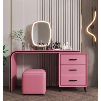 Комод В спальне Простое современное зеркало для макияжа, Шкафчик для хранения, Выдвижной столик для макияжа