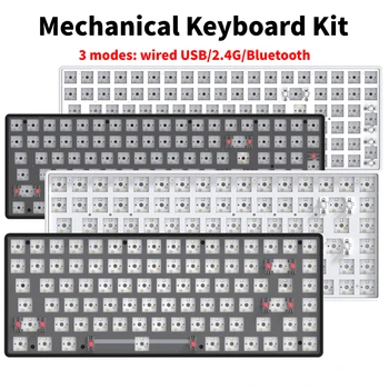 Комплект механической клавиатуры на 84/100 клавиш с возможностью горячей замены Bluetooth 2.4G Проводная клавиатура с прокладочной структурой клавиатура 3 режима