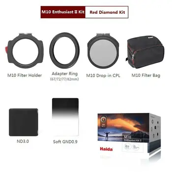 Комплект системных фильтров из оптического стекла 100 мм Red Diamond Enthusiast II Kit с адаптером M10 Hoder и встроенным мягким фильтром CPL nd1000 gnd8