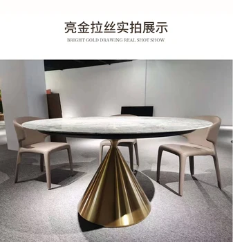 Круглый стол из итальянского сланца простой современный легкий роскошный встроенный проигрыватель бытовой стол круглый стол
