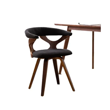 Кухонный обеденный стул из массива дерева с вращением на 360 градусов, отделка орехом, Скандинавское Современное Деревянное кресло середины века, Акцентный стул для дома