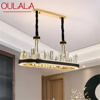 Люстра OULALA Хрустальный прямоугольный подвесной светильник Постмодернистский домашний светодиодный кожаный светильник для гостиной столовой