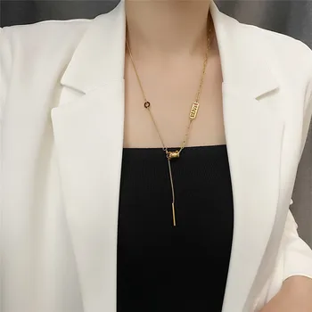 Модное ожерелье с геометрическим кулоном из титановой стали Для женщин, простые и Универсальные подарочные украшения для девочек