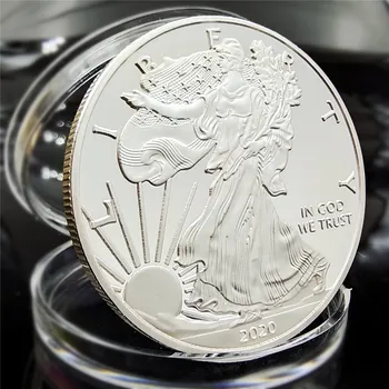 Монета с орлом американской статуи Свободы, Посеребренная Коллекция памятных монет, новый подарок, украшение для дома