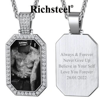 Мужское ожерелье Richsteel с фото на заказ из нержавеющей стали, персонализированный военный значок, Подвеска с памятью из циркона, Ювелирный подарок