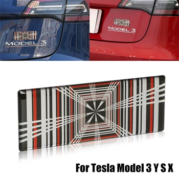 Наклейка с логотипом в клетку для автомобиля Tesla Model 3 Y S X, бирка на багажник, Бейдж, сетка, Автомобильные металлические буквы, наклейки на кузов, Внешнее оформление 2023