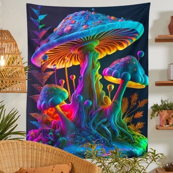 Настенный гобелен с ботаническими грибами, цветочная диаграмма, настенный гобелен, богемные гобелены, домашний декор, украшение гостиной в стиле Drom