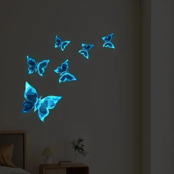 Новая светящаяся Бабочка 3D Наклейка на стену Красочные Бабочки Светящиеся Наклейки на стену DIY Спальня Гостиная Домашний декор