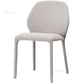 Обеденные стулья из скандинавской ткани для мебели столовой Современный минималистичный стул со спинкой Дизайнерский кухонный обеденный стул для отдыха Ins