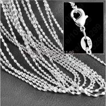 Оптовые Партии 5ШТ, женское ожерелье из штампованного серебра 925 пробы, цвет 2 мм, витая цепочка Magic Wave 16 