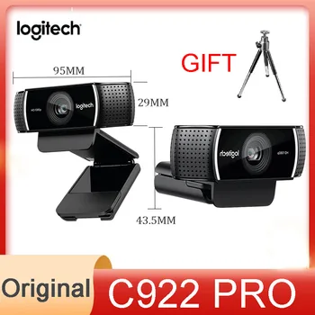 Оригинальная профессиональная потоковая веб-камера Logitech C922 1080P для потоковой передачи HD-видео и записи со скоростью 720P, 60 кадров в секунду, штатив в