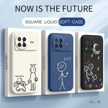 Оригинальные Квадратные Жидкие Силиконовые Чехлы для VIVO X Note 5G Global Version Защита Объектива Мягкая 3D Мультяшная Противоударная Задняя Крышка Телефона