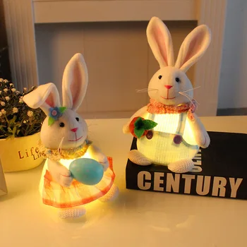 Пасхальный кролик Гном со светодиодной подсветкой Большие украшения из пасхального кролика для домашнего офиса Весенняя Пасхальная вечеринка Подвесной орнамент в виде кролика Гнома