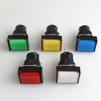 Перекройте 5 контактов 16 мм Мгновенным Фиксированным Кнопочным Выключателем со светодиодной лампой