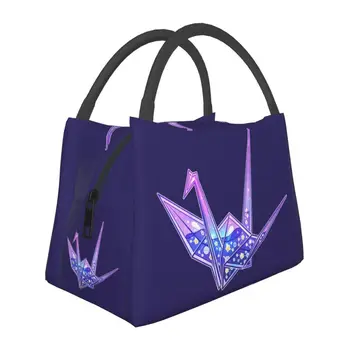 Переносные ланч-боксы Glass Galaxy Origami Crane Фиолетового цвета с эстетическим пространством, термоохладитель, сумка для ланча с пищевой изоляцией, контейнер Pinic