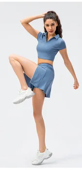 Поддельная спортивная юбка-двойка, брюки с защитой от раздевания, свободная повседневная юбка для занятий йогой, весна и лето, новинка