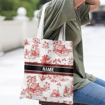 Пользовательское название Роскошные холщовые сумки-тоут Женская сумка для покупок элитного бренда, Эко-складная сумка, складной карман, сумка через плечо