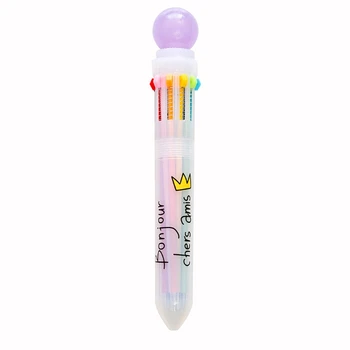 Популярная выдвижная шариковая ручка 10 дюймов 1, красочная шариковая ручка для печати, плавное письмо