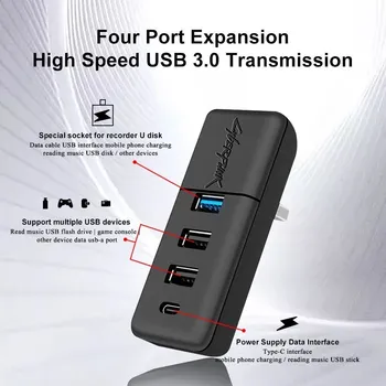 Порты USB-концентратора 4 в 1 для Tesla Model 3 Y 2017-2022 2023 Перчаточный ящик USB Spiliter Автозапчасти