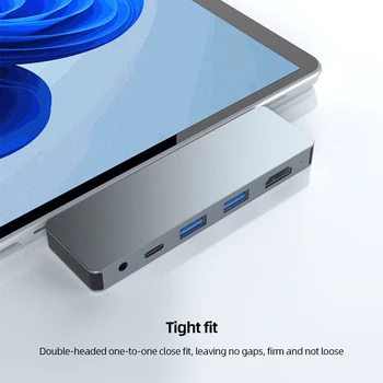 Расширительная Док-станция-концентратор USB3.0 с передачей данных 10 Гбит/с, Небольшая Док-станция, совместимая с HDMI 4K 60Hz Type-C для Surface Pro X/9/8