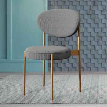 Ресторанные одноместные обеденные стулья Nordic Light из роскошного льна для кухонной мебели Современная бытовая мебель в клетку