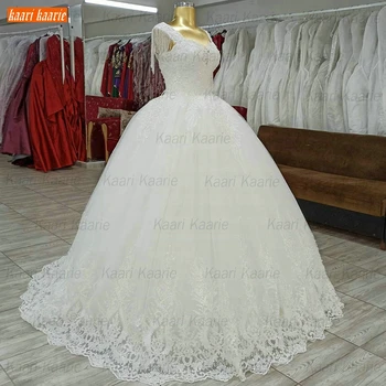 Роскошные Свадебные платья цвета Слоновой кости на шнуровке 2020 hochzeitskleid Белое Бальное платье без рукавов из тюля с аппликацией, Свадебные платья на арабском языке