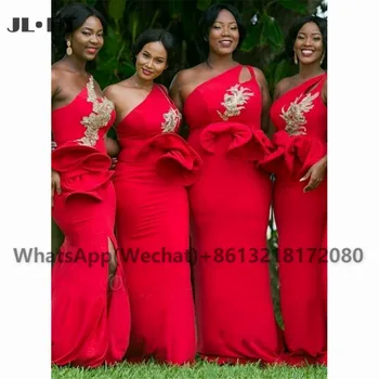 Русалка 2021 Африканское Свадебное Платье Для Вечеринок, Платья Подружек невесты с Золотыми Аппликациями, Эластичное Атласное Черное Женское Платье Подружки невесты
