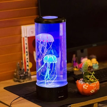 Светодиодная лампа M2EC в виде медузы, аквариумная светодиодная лампа со световыми эффектами, меняющими цвет, Мини-настольный ночник для домашнего декора для настроения в комнате