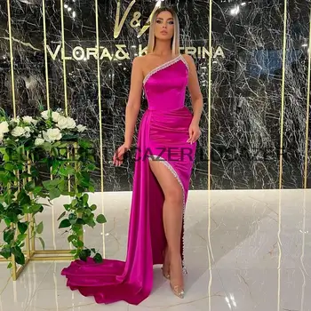 Сексуальные платья для выпускного вечера Вечернее платье Русалки на одно плечо 2022 с кисточками и высоким разрезом для коктейльной вечеринки в Саудовской Аравии Плюс размер
