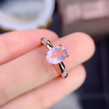 Серебряное обручальное кольцо овальной формы 6x8 мм с натуральным розовым кварцем, 925 серебряное женское обручальное кольцо Promise